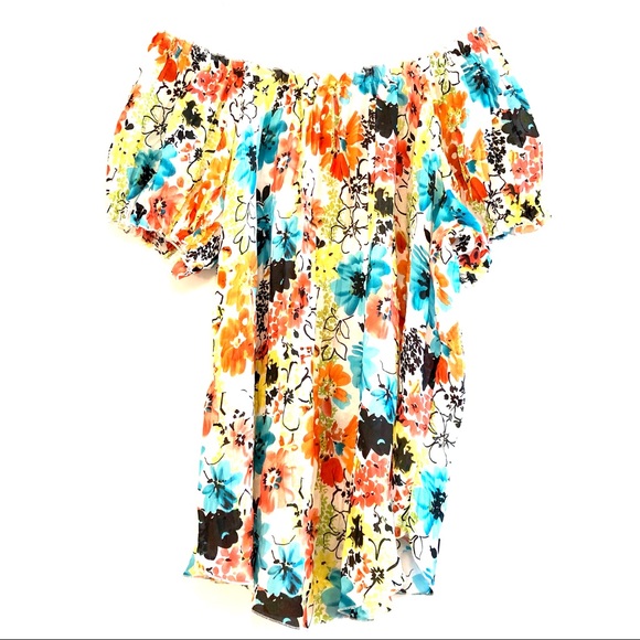 Cato Tops - Cato Floral Off-The-Shoulder Short Sleeve Top, XL